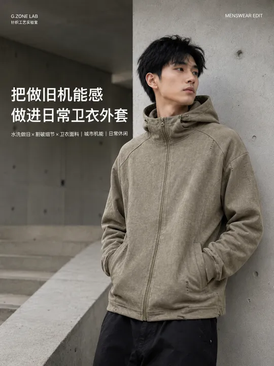 1742 蜡染复古卫衣-破洞 成衣效果