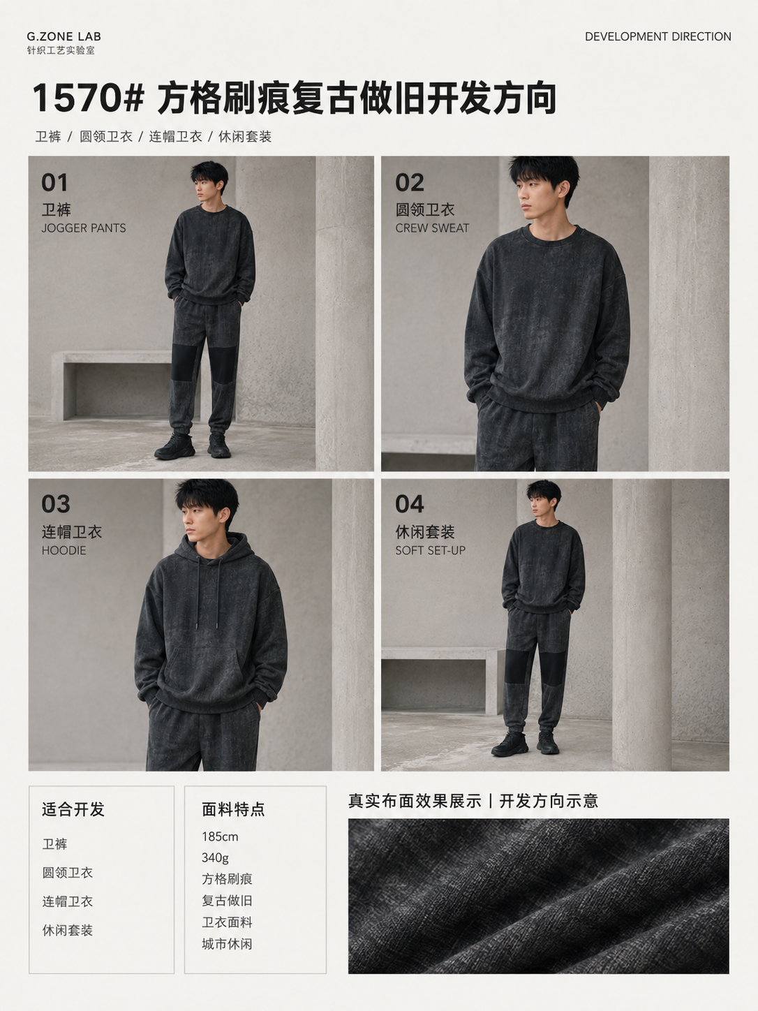 复古方格卫衣 开发方向与样衣效果 1