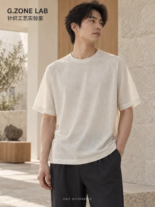 1848 麻影横序 Linen Shadow Lines 成衣效果