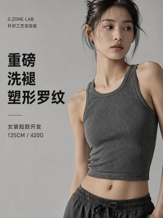 1581 NAW做旧塑型罗纹 成衣效果