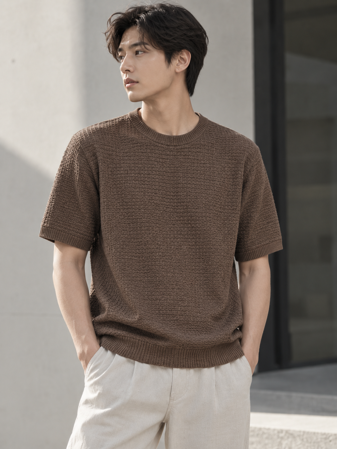 方阵浮格｜Raised Grid Knit 模特展示 1